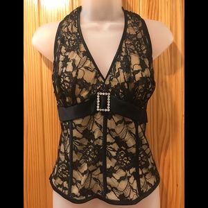 NWT Cache Satin Lace Top